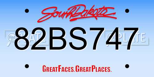 82BS747 South Dakota License Plate