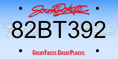 82BT392 South Dakota License Plate