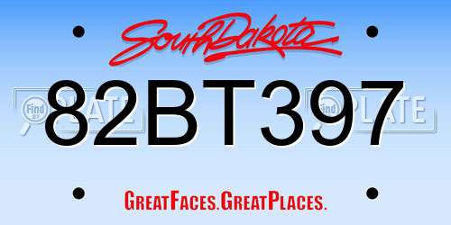 82BT397 South Dakota License Plate