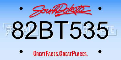 82BT535 South Dakota License Plate