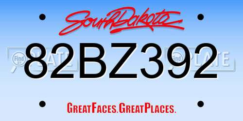 82BZ392 South Dakota License Plate