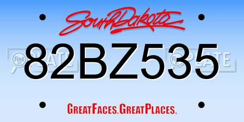 82BZ535 South Dakota License Plate