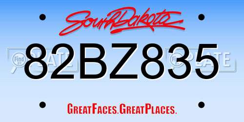 82BZ835 South Dakota License Plate