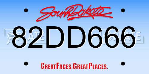 82DD666 South Dakota License Plate
