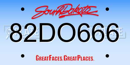 82DO666 South Dakota License Plate