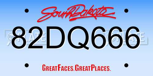 82DQ666 South Dakota License Plate