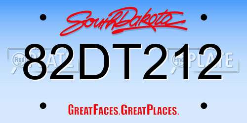 82DT212 South Dakota License Plate