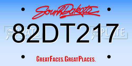 82DT217 South Dakota License Plate