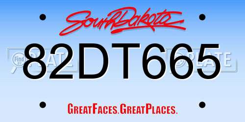 82DT665 South Dakota License Plate
