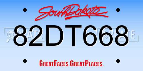 82DT668 South Dakota License Plate