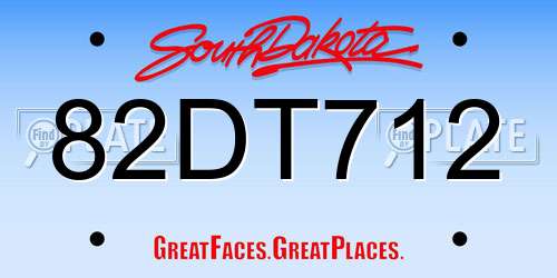 82DT712 South Dakota License Plate