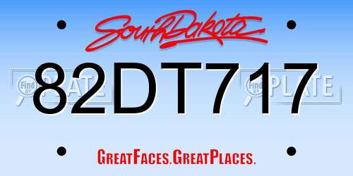 82DT717 South Dakota License Plate