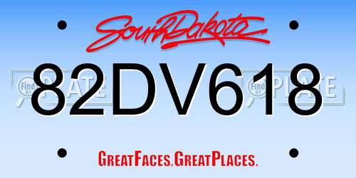 82DV618 South Dakota License Plate