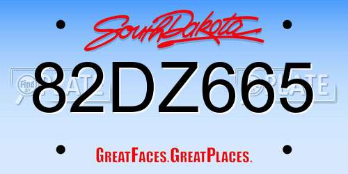 82DZ665 South Dakota License Plate