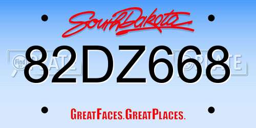 82DZ668 South Dakota License Plate
