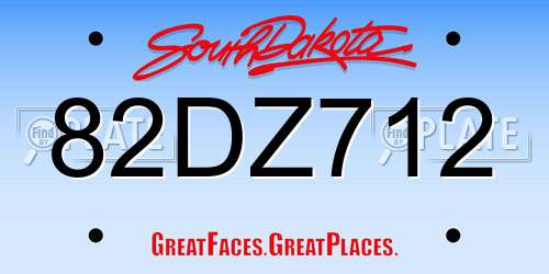 82DZ712 South Dakota License Plate