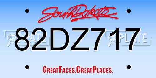 82DZ717 South Dakota License Plate