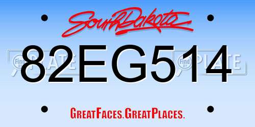 82EG514 South Dakota License Plate