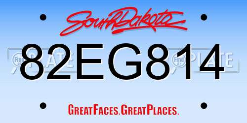 82EG814 South Dakota License Plate