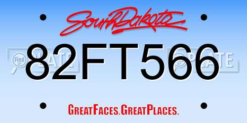 82FT566 South Dakota License Plate