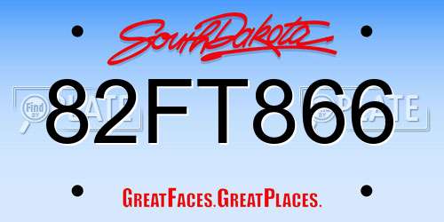 82FT866 South Dakota License Plate