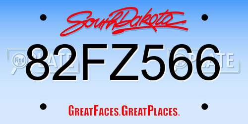 82FZ566 South Dakota License Plate