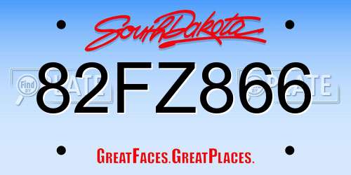 82FZ866 South Dakota License Plate
