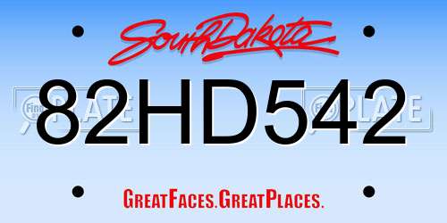 82HD542 South Dakota License Plate