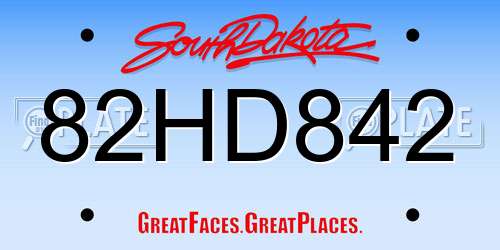 82HD842 South Dakota License Plate