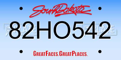 82HO542 South Dakota License Plate