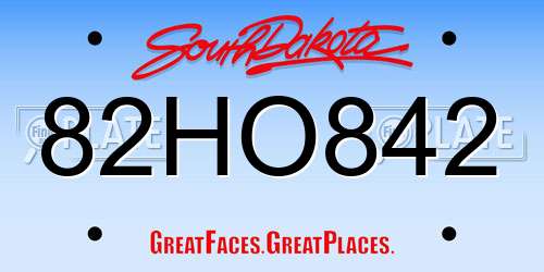 82HO842 South Dakota License Plate