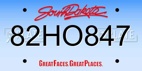 82HO847 South Dakota License Plate