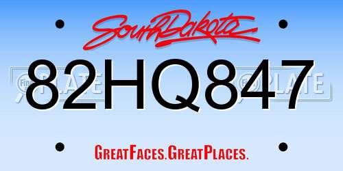 82HQ847 South Dakota License Plate