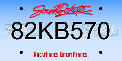 82KB570 South Dakota License Plate