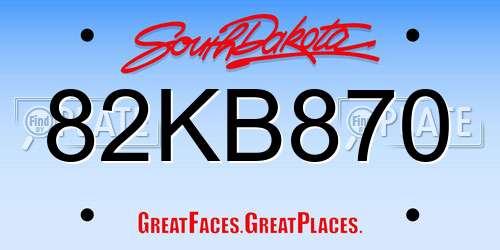 82KB870 South Dakota License Plate