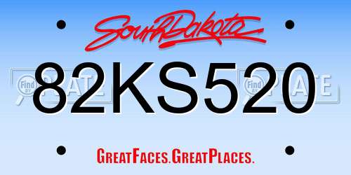 82KS520 South Dakota License Plate