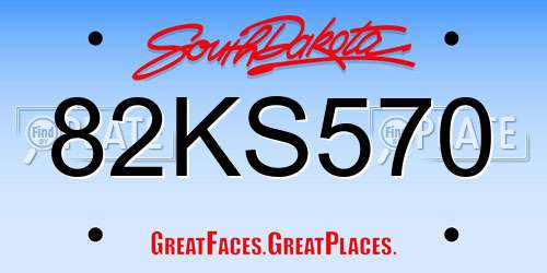 82KS570 South Dakota License Plate
