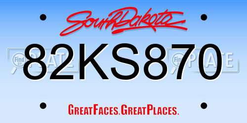 82KS870 South Dakota License Plate
