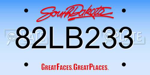 82LB233 South Dakota License Plate