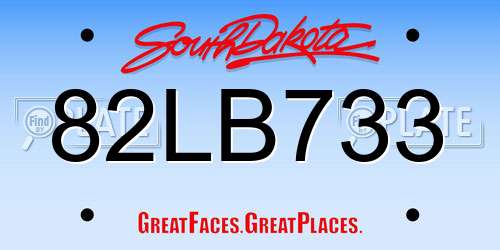 82LB733 South Dakota License Plate
