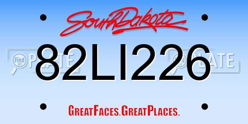 82LI226 South Dakota License Plate