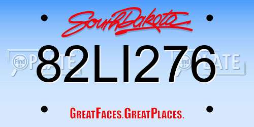 82LI276 South Dakota License Plate