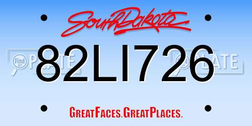 82LI726 South Dakota License Plate