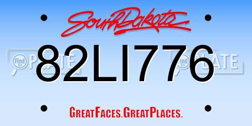82LI776 South Dakota License Plate