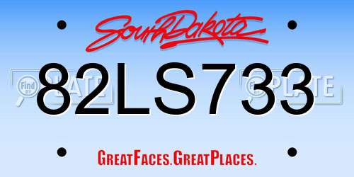 82LS733 South Dakota License Plate