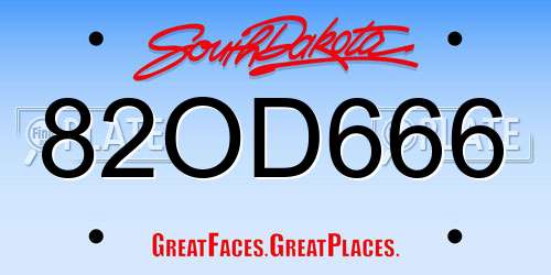 82OD666 South Dakota License Plate