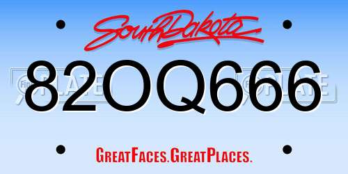 82OQ666 South Dakota License Plate