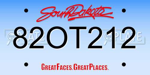 82OT212 South Dakota License Plate