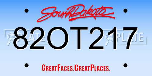 82OT217 South Dakota License Plate