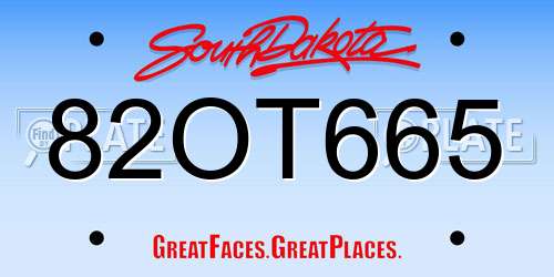 82OT665 South Dakota License Plate